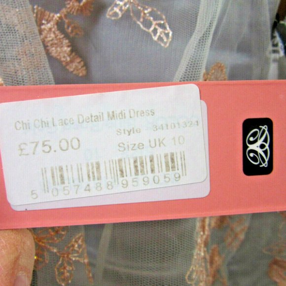 Vintage Chi Chi Prom Dress Size 6 Blue Gray Lolita Embroidery Party British NWT - Picture 11 of 15